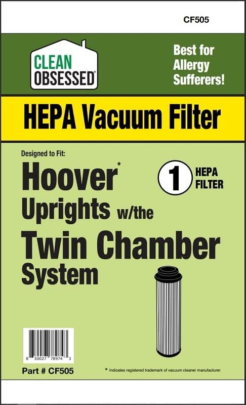 CLEAN OBSESSED REPLACEMENT HEPA VACUUM FILTER FOR HOOVER UPRIGHTS WITH THE TWIN CHAMBER SYSTEM