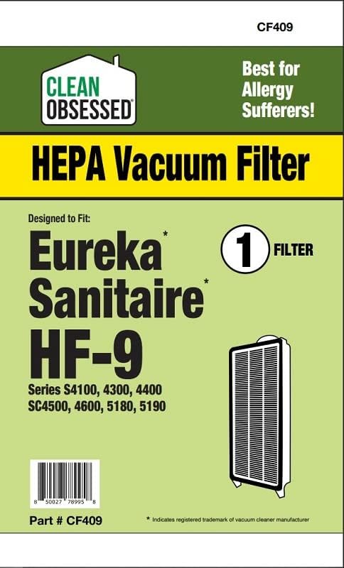 CLEAN OBSESSED REPLACEMENT HEPA VACUUM FILTER FOR EUREKA/SANITAIRE HF-9 FITS MODELS S4100, 4300, 4400, SC4500, 4600, 5180, 5190