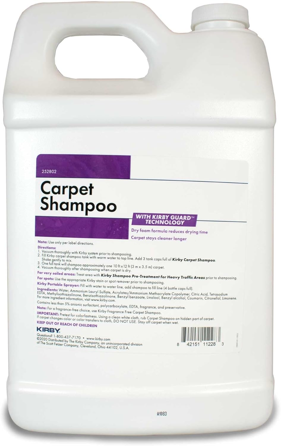 KIRBY CARPET SHAMPOO, 1 GALLON – LAVANDER SCENT, DEEP CLEANING SOLUTION FOR HOME & PET STAINS