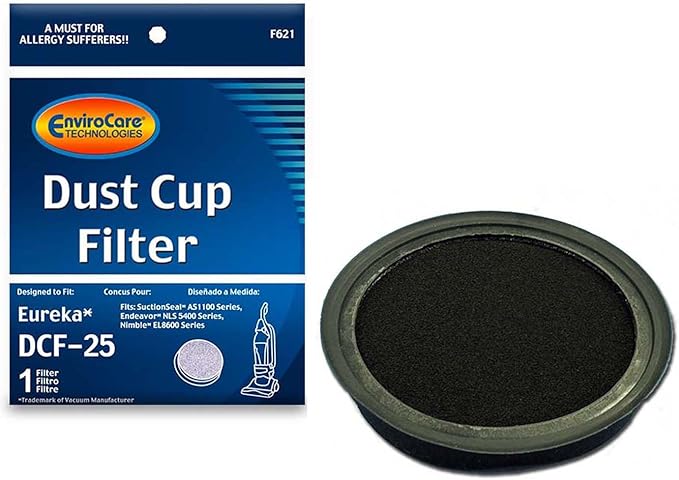 ENVIROCARE PREMIUM REPLACEMENT DUST CUP VACUUM CLEANER FILTER MADE TO FIT EUREKA DCF-25 UPRIGHTS, PACK OF 1