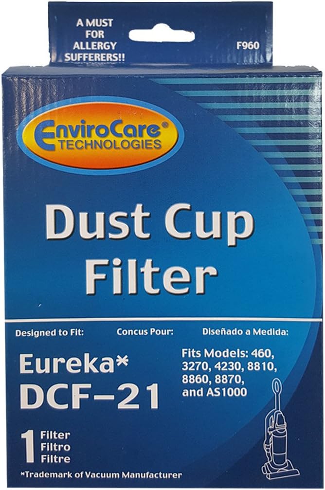 ENVIROCARE REPLACEMENT DUST CUP HEPA WITH ACTIVATED CHARCOAL VACUUM FILTER FOR EUREKA DCF-21