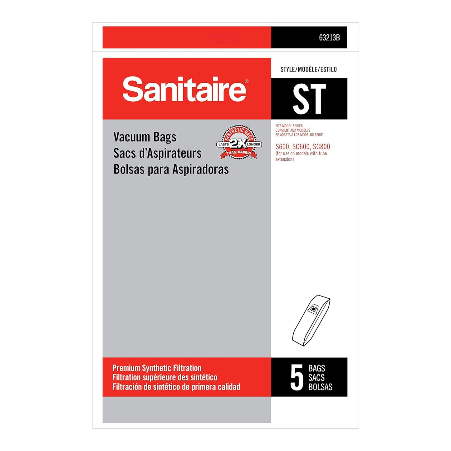 SANITAIRE ST STYLE VACUUM BAGS, PACK OF 5