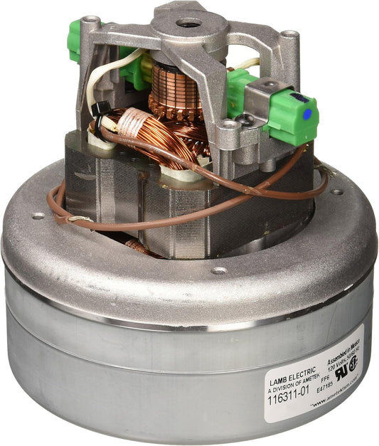 REPLACEMENT VACUUM MOTOR, 5.7" 120V, 2-STAGE THRU-FLOW MOTOR, FITS CANISTER VACUUMS & EARLY CENTRAL VACUUM SYSTEMS, REPLACES PART #116311-01