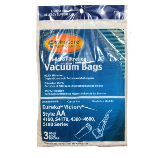 ENVIROCARE REPLACEMENT MICRO FILTRATION VACUUM BAGS FOR EUREKA TYPE AA UPRIGHT, PACK OF 3