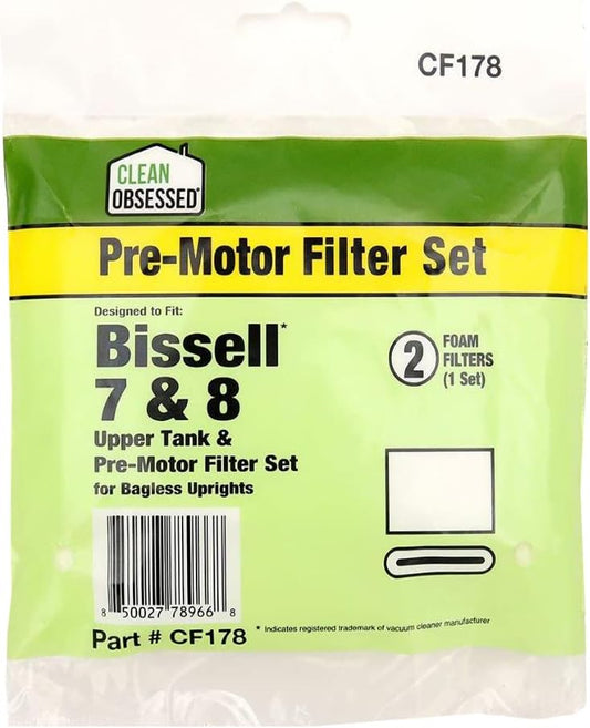 CLEAN OBSESSED REPLACEMENT VACUUM FILTER DESIGNED TO FIT BISSELL STYLE 7, STYLE 8 & STYLE 14 - INCLUDES 1 SET OF FOAM FILTERS FOR BAGLESS UPRIGHTS