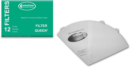 ENVIROCARE VACUUM CLEANER FILTER CONES MADE TO FIT FILTER QUEEN VACUUMS, 12 CONES & 2 FILTERS