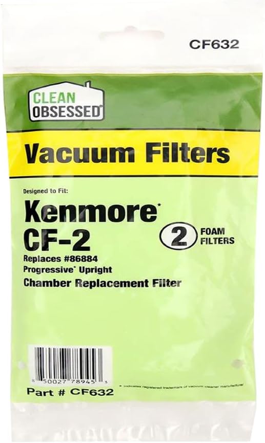 CLEAN OBSESSED REPLACEMENT VACUUM FILTER DESIGNED TO FIT KENMORE CF-2, REPLACES 86884, PACK OF 2