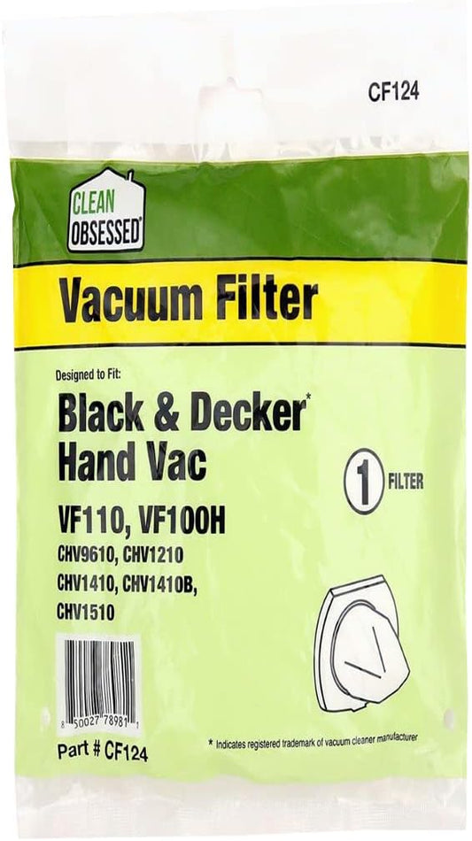 CLEAN OBSESSED REPLACEMENT VACUUM FILTER DESIGNED TO FIT BLACK & DECKER HAND VAC MODELS VF110, VF100H, CHV9610, CHV1210, CHV1410, CHV1410B, & CHV1510