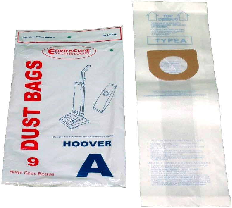 ENVIROCARE HOOVER TYPE A UPRIGHT VACUUM PAPER BAGS, PACK OF 9