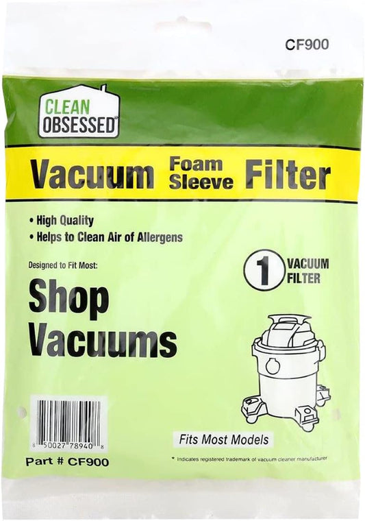 CLEAN OBSESSED REPLACEMENT FOAM SLEEVE VACUUM FILTER FOR MOST SHOP VAC VACUUMS