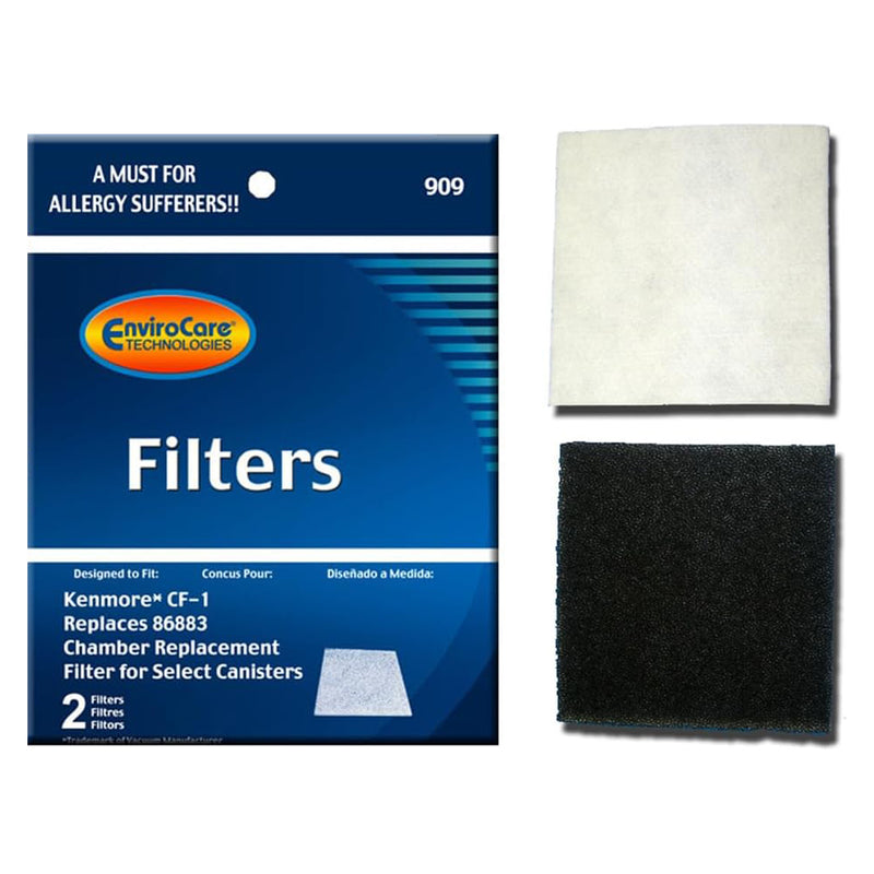 ENVIROCARE FOAM FILTERS FOR KENMORE SEARS PROGRESSIVE CF1, PROGRESSIVE & WHISPERTONE, PANASONIC, 86883, 86880, 20-86883, 2086883, 8175084