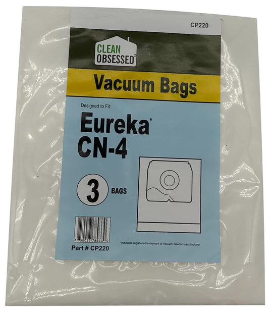 CLEAN OBSESSED REPLACEMENT MICRO PAPER VACUUM BAGS FOR EUREKA TYPE CN-4, PACK OF 3