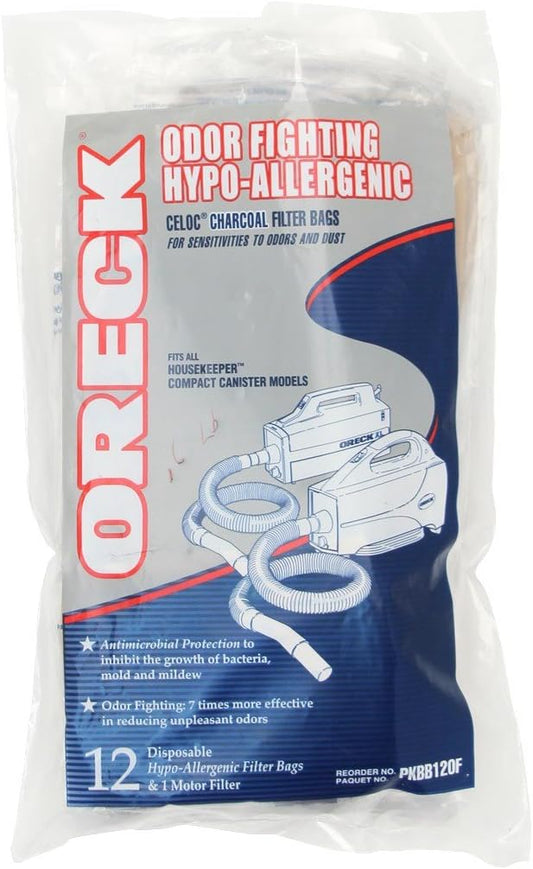 REPLACEMENT VACUUM CLEANER BAGS FOR ORECK HANDHELD VACUUM CLEANERS, PACK OF 12, WHITE