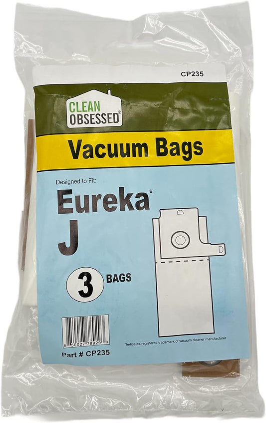 CLEAN OBSESSED REPLACEMENT MICRO PAPER VACUUM BAGS FOR EUREKA TYPE J, PACK OF 3