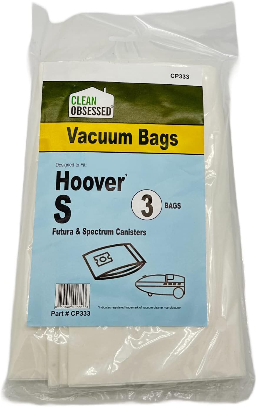 CLEAN OBSESSED REPLACEMENT MICRO PAPER VACUUM BAGS FOR HOOVER TYPE S, PACK OF 3