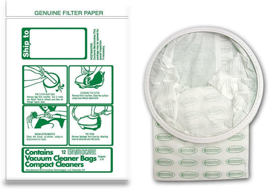 ENVIROCARE VACUUM CLEANER DUST BAGS DESIGNED TO FIT TRISTAR AND COMPACT CANISTERS, PACK OF 12