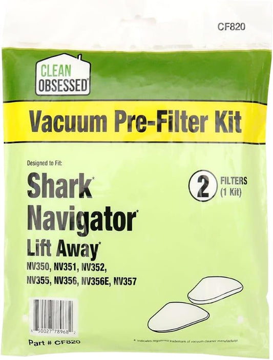 CLEAN OBSESSED REPLACEMENT VACUUM FILTER DESIGNED TO FIT SHARK NAVIGATOR LIFT AWAY MODELS NV350, NV351, NV352, NV355, NV356, NV356E, NV357