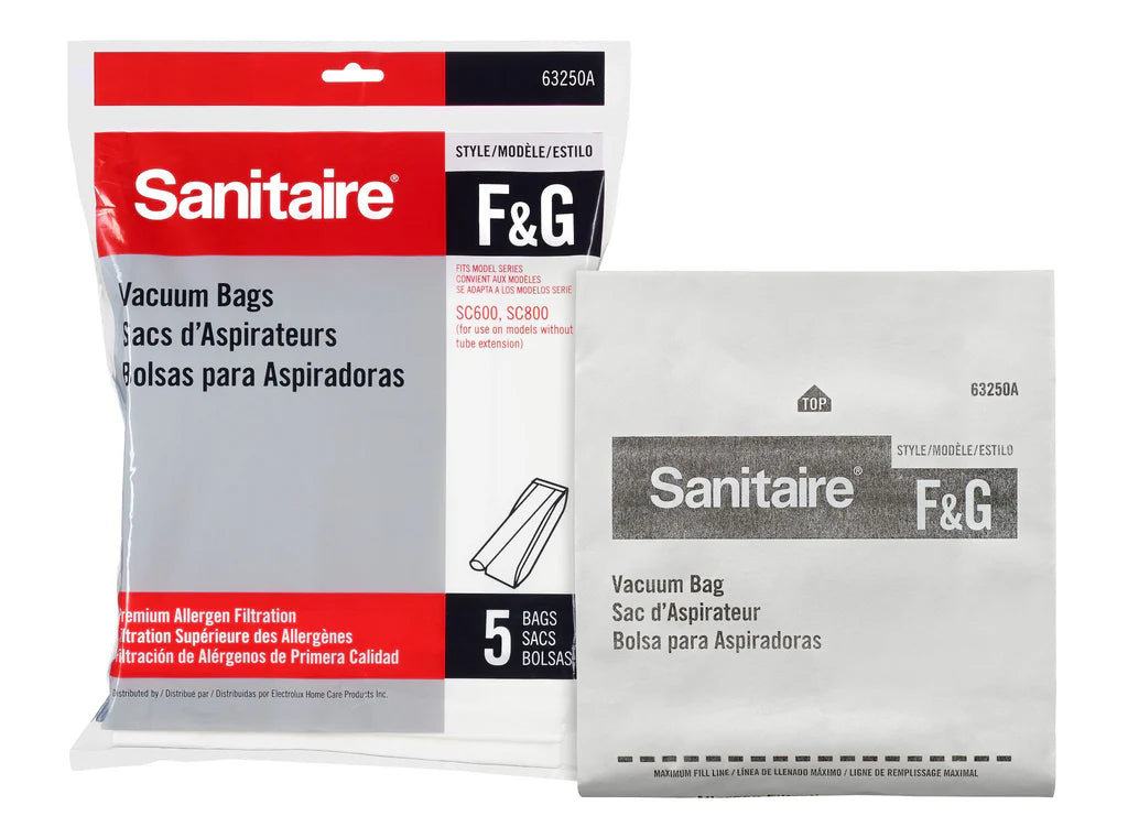 SANITAIRE STYLE F & G PREMIUM ALLERGEN FILTRATION VACUUM BAGS, PACK OF 5