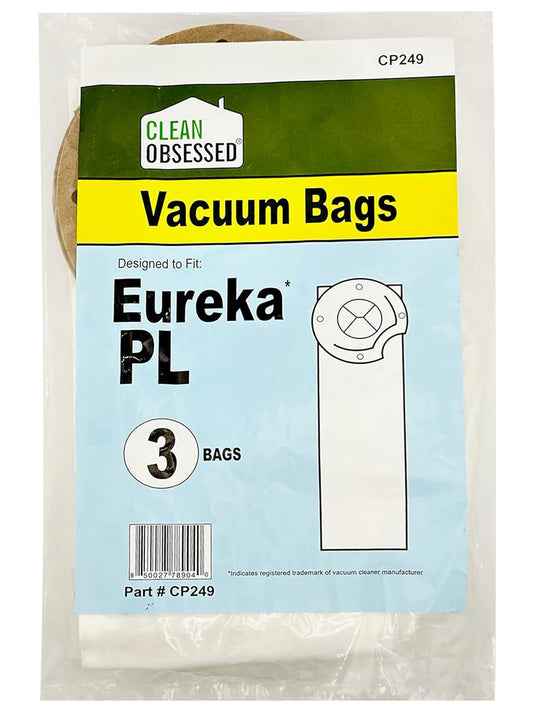CLEAN OBSESSED REPLACEMENT MICRO PAPER VACUUM BAGS FOR EUREKA TYPE PL, PACK OF 3