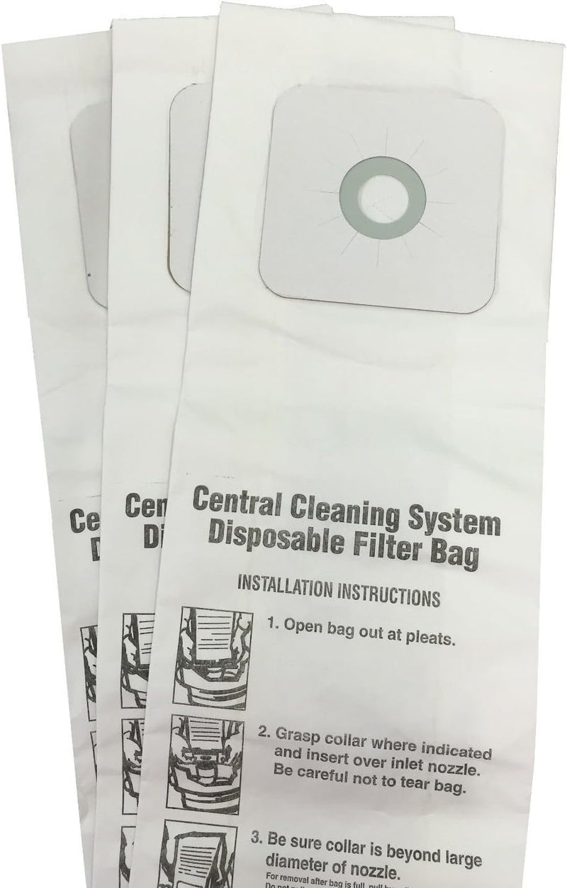 REPLACEMENT CENTRAL VACUUM BAGS FOR NUTONE 391 & 3918, PACK OF 3