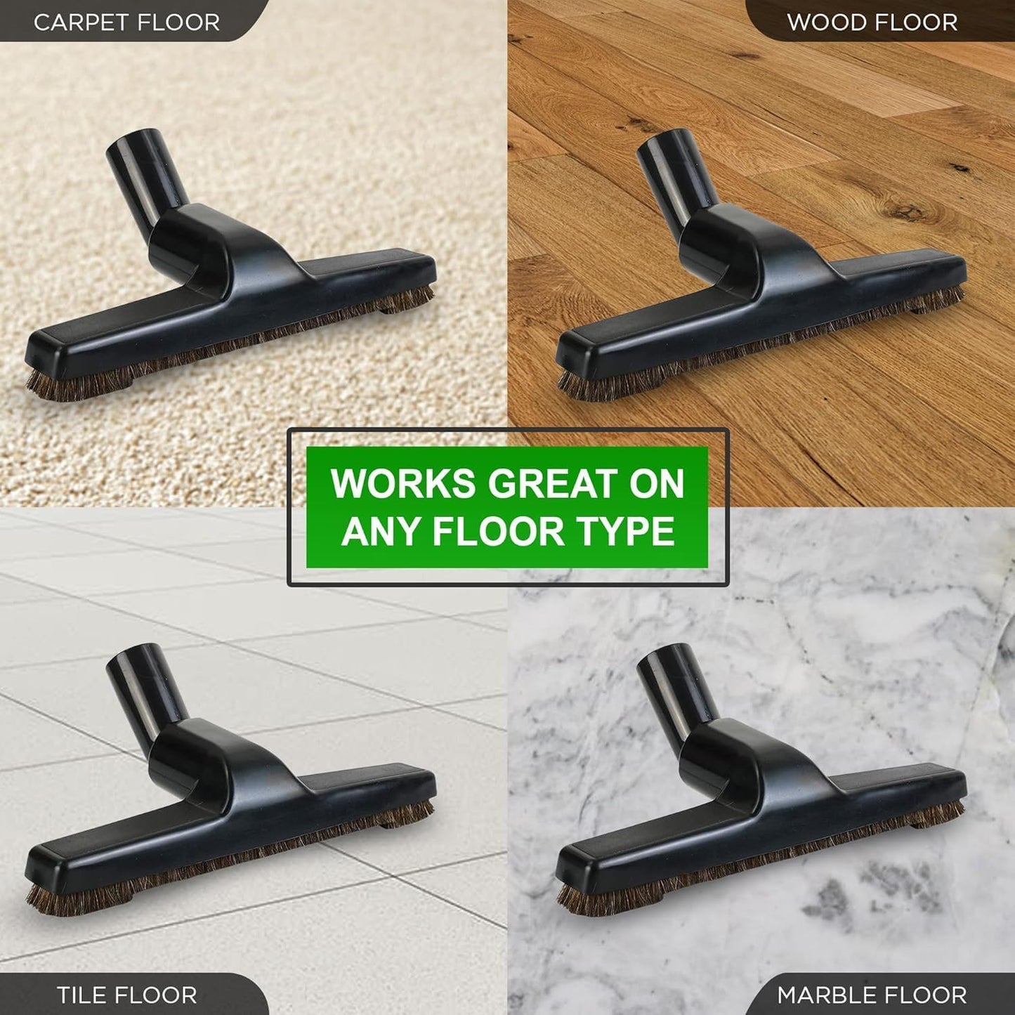 SELGO UNIVERSAL 1 ¼ INCH (32MM) BLACK VACUUM CLEANER FLOOR BRUSH 10" WIDE