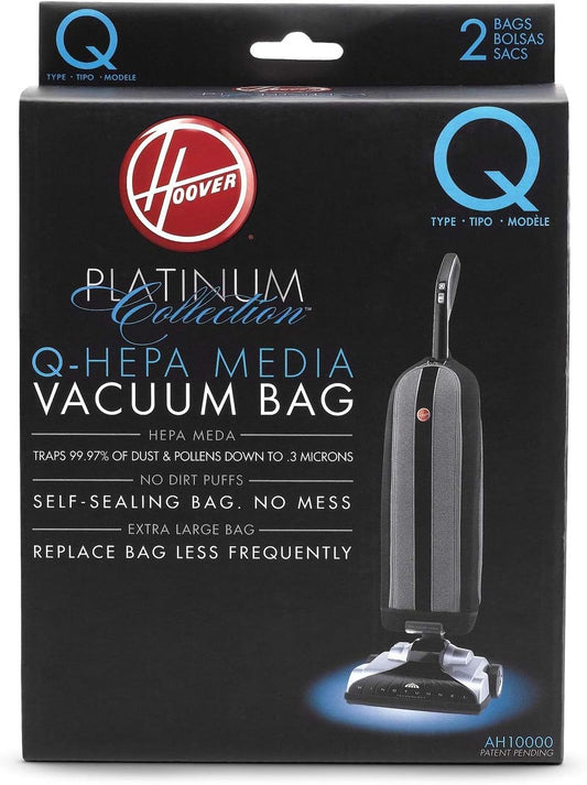 HOOVER PLATINUM TYPE-Q HEPA FILTER VACUUM CLEANER BAGS MADE TO FIT UPRIGHT UH30010COM, PACK OF 2