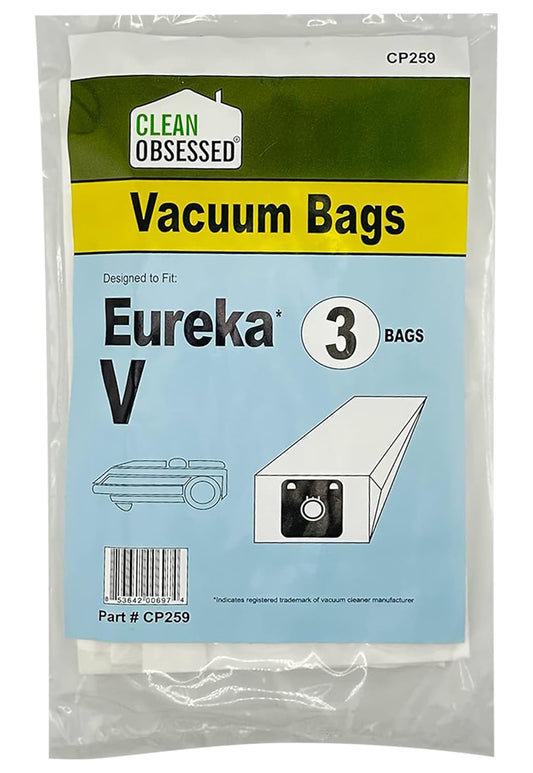 CLEAN OBSESSED REPLACEMENT MICRO PAPER VACUUM BAGS FOR EUREKA TYPE V, PACK OF 3