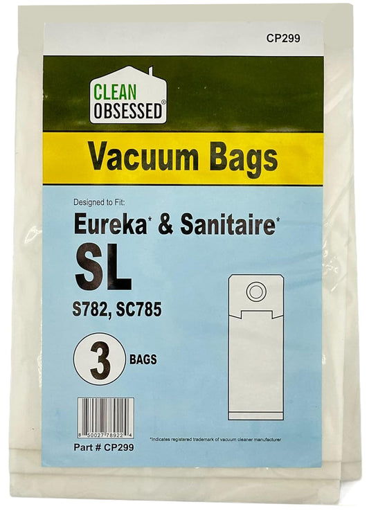 CLEAN OBSESSED REPLACEMENT MICRO PAPER VACUUM BAGS FOR EUREKA TYPE SL, PACK OF 3