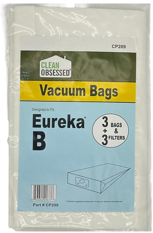 CLEAN OBSESSED REPLACEMENT MICRO PAPER VACUUM FOR EUREKA TYPE B, PACK OF 3