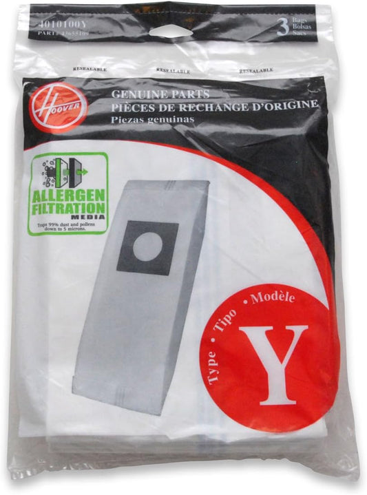 HOOVER TYPE Y ALLERGEN BAGS FOR WINDTUNNEL VACUUM CLEANERS, PACK OF 3