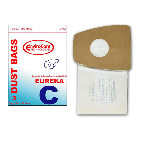 ENVIROCARE VACUUM CLEANER DUST BAGS FOR EUREKA MIGHTY MITE TYPE C, PACK OF 3