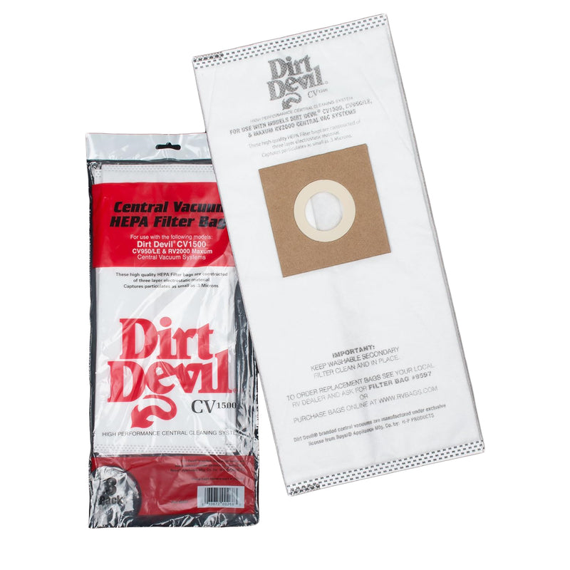 DIRT DEVIL CENTRAL VACUUM CLEANER BAGS FOR HP, CV950, CV1500 MODELS, PACK OF 3