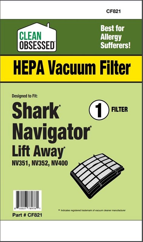 CLEAN OBSESSED REPLACEMENT HEPA VACUUM FILTER FOR SHARK NAVIGATOR LIFT AWAY NV351, NV352 & NV400