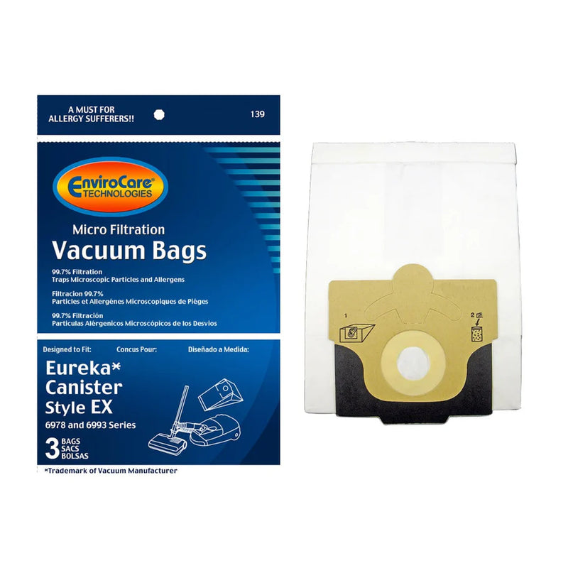 ENVIROCARE EUREKA CANISTER STYLE EX VACUUM BAGS, PACK OF 3