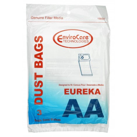 ENVIROCARE REPLACEMENT VACUUM PAPER BAGS FOR EUREKA TYPE AA, PACK OF 3