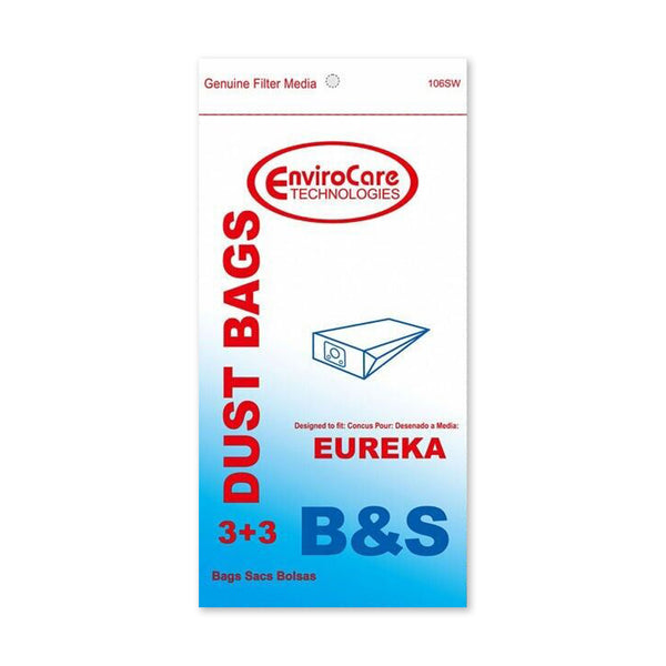 ENVIROCARE VACUUM CLEANER DUST BAGS FOR EUREKA CANISTERS STYLE B&S, PACK OF 3